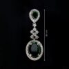 Oval Shaped Diamond Danglers - Green Stoned Earrings - American Diamond Jewellery