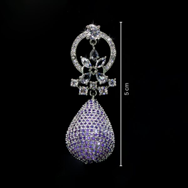 Sparkle Drops Earrings - Purple Stoned Earrings - American Diamond Jewellery