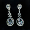 Oval Shaped Diamond Danglers - White Stoned Earrings - American Diamond Jewellery