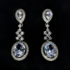 Oval Shaped Diamond Danglers - White Stoned Earrings - American Diamond Jewellery