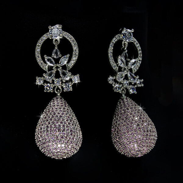 Sparkle Drops Earrings - Pink Stoned Earrings - American Diamond Jewellery