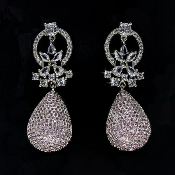Sparkle Drops Earrings - Pink Stoned Earrings - American Diamond Jewellery