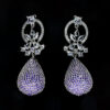 Sparkle Drops Earrings - Purple Stoned Earrings - American Diamond Jewellery
