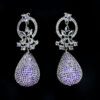Sparkle Drops Earrings - Purple Stoned Earrings - American Diamond Jewellery