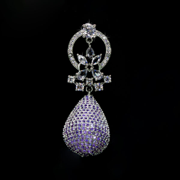 Sparkle Drops Earrings - Purple Stoned Earrings - American Diamond Jewellery