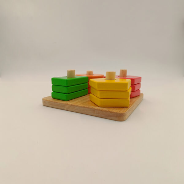 Wooden Shapes Stacker Base Square Size Geometric Stacker Shape Sorter Blocks - Multi Colour and Multi Shape Baby Toys - Age above 1.5 years