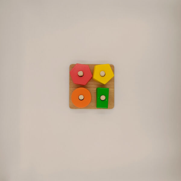 Wooden Shapes Stacker Base Square Size Geometric Stacker Shape Sorter Blocks - Multi Colour and Multi Shape Baby Toys - Age above 1.5 years