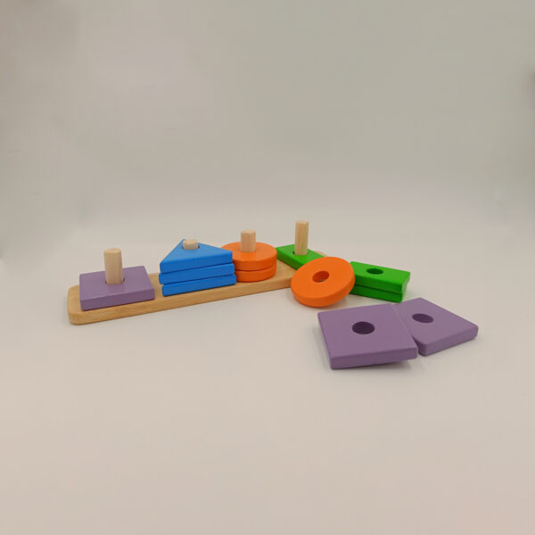 Wooden Shapes Stacker Geometric Stacker Shape Sorter Blocks - Multi Colour and Multi Shape Baby Toys - Age above 1.5 years
