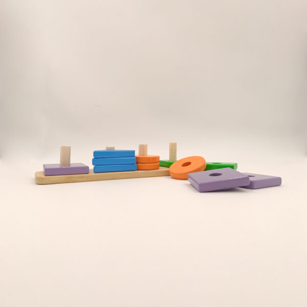 Wooden Shapes Stacker Geometric Stacker Shape Sorter Blocks - Multi Colour and Multi Shape Baby Toys - Age above 1.5 years