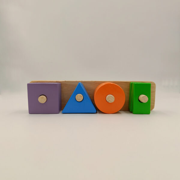 Wooden Shapes Stacker Geometric Stacker Shape Sorter Blocks - Multi Colour and Multi Shape Baby Toys - Age above 1.5 years