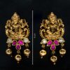 Antique Ruby Embellished Lakshmi Antique Copper Choker Set - Copper Choker Set - Premium First Copy Copper Necklace and Earring Set