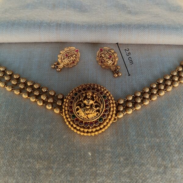 Antique Lakshmi Choker - Necklace Set - Gold Plated Choker and Earring Set