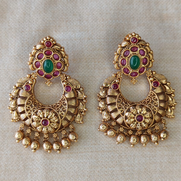 Antique Chandbali Earrings - Copper Earrings - Premium First Copy Earrings