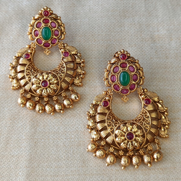 Antique Chandbali Earrings - Copper Earrings - Premium First Copy Earrings
