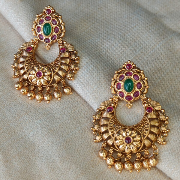 Antique Chandbali Earrings - Copper Earrings - Premium First Copy Earrings