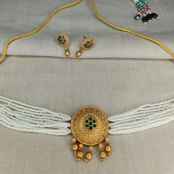 Antique White Pearl Choker - Necklace Set - Choker and Earring Set