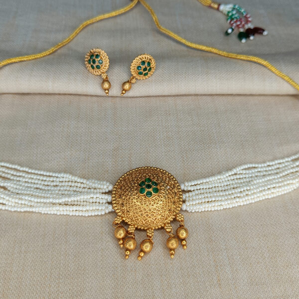 Antique White Pearl Choker - Necklace Set - Choker and Earring Set