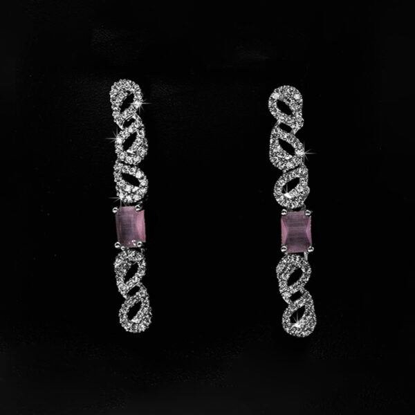 Baby Pink Stone Necklace Set - American Diamond Necklace Set - Imitation Fashion Jewellery