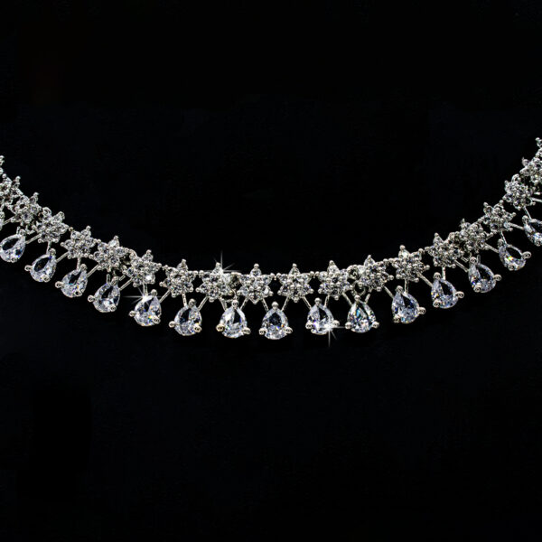 Floral Drop Diamond Necklace Set - American Stoned Diamond - Premium Imitation Fancy Jewellery Set