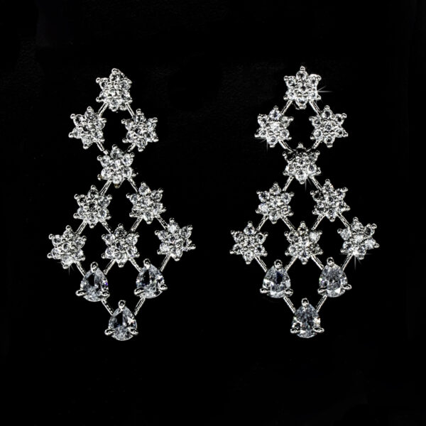 Floral Drop Diamond Necklace Set - American Stoned Diamond - Premium Imitation Fancy Jewellery Set