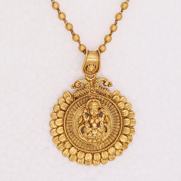 Antique Gold Plated Lakshmi Pendent Set - Necklace Set - Gold Plated Pendent and Earring Set