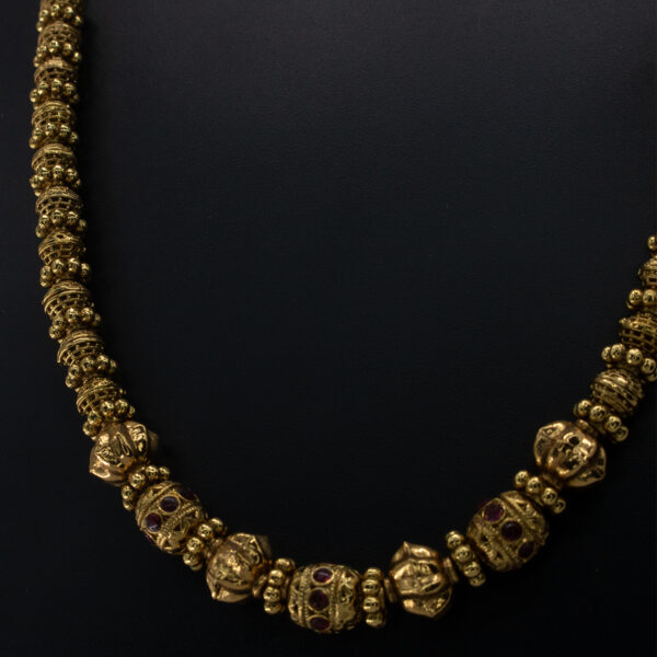 Antique Matte Gold Finish - Red Stone Necklace Set - Gold Plated Necklace and Earring Set