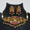 Antique Ruby Embellished Lakshmi Antique Copper Choker Set - Copper Choker Set - Premium First Copy Copper Necklace and Earring Set