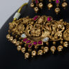 Antique Ruby Embellished Lakshmi Antique Copper Choker Set - Copper Choker Set - Premium First Copy Copper Necklace and Earring Set